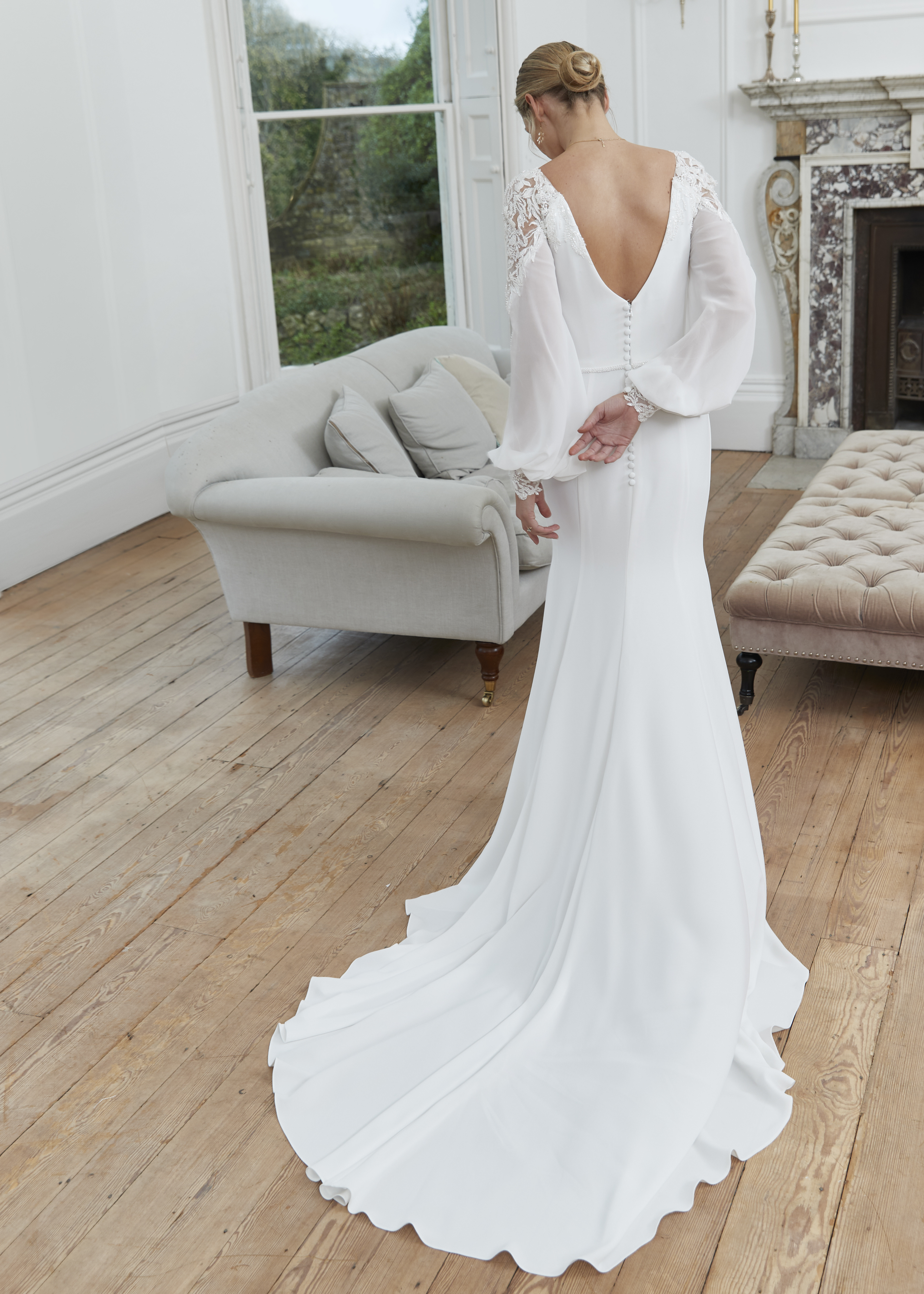 button down fitted dress ME23321 – A & M Enterprises Bridal main image 1