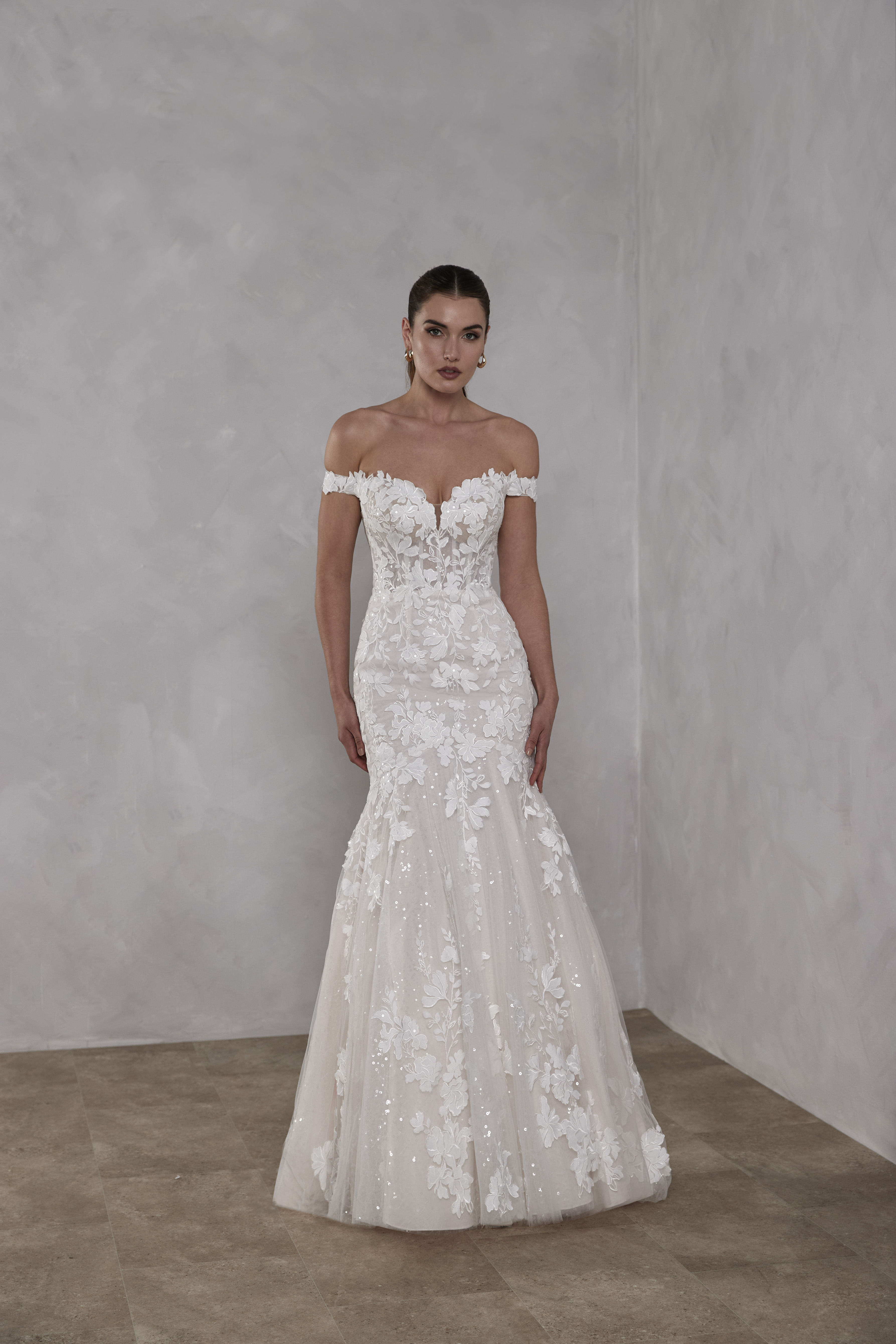 wedding dress long sleeve lace top Silk Satin Organza main image 1