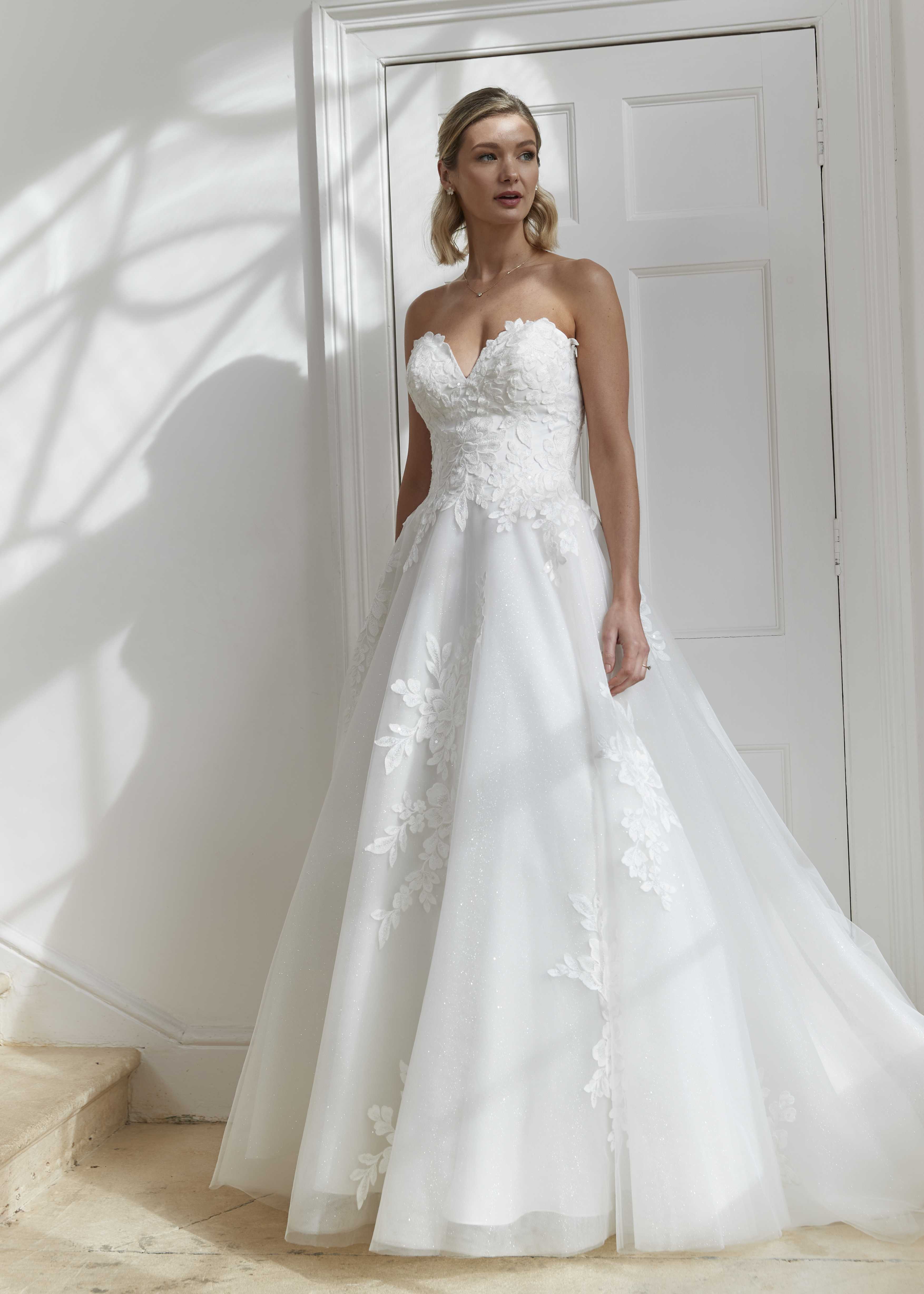 sachin and babi light blue dress Fairytale Strapless Wedding Gown with Delicate Embroidered Lace and  Ethereal Tulle Skirt (Wedding Dress / Bridal)  London Bridal