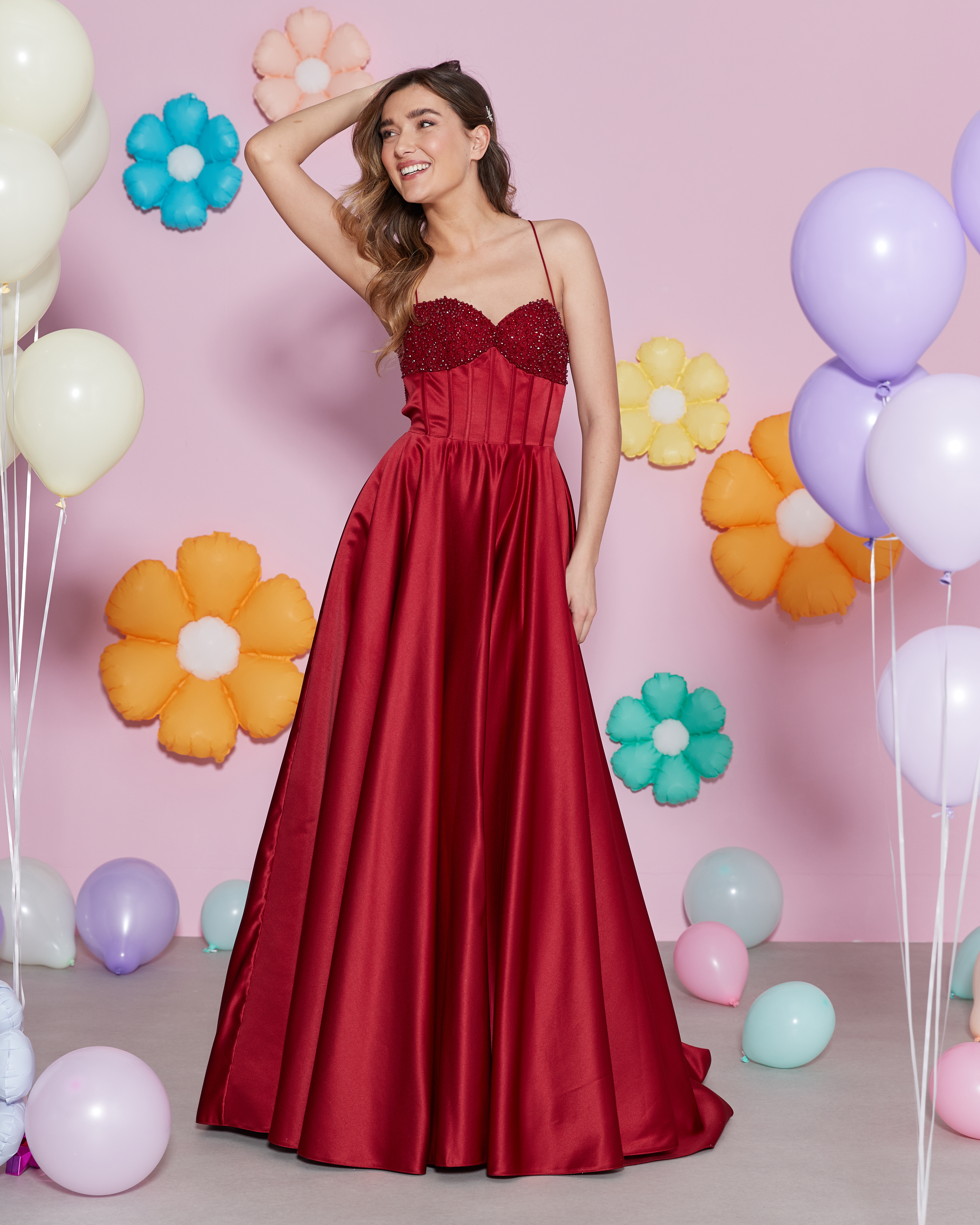 open lace back dress IVY Lace-Up Corset Chiffon Gown