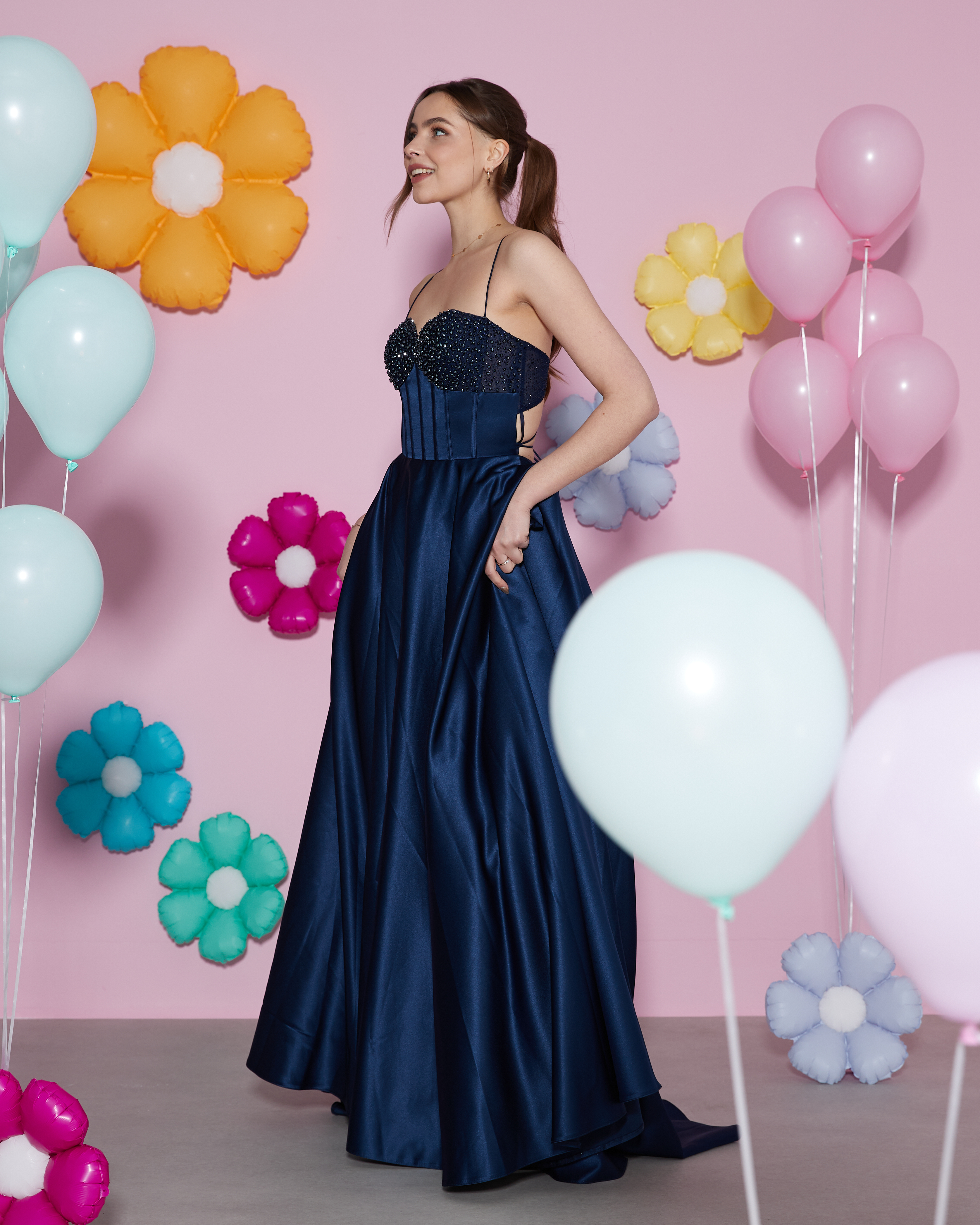 blue ivy prom dresses IVY Lace-Up Corset Chiffon Gown main image 1